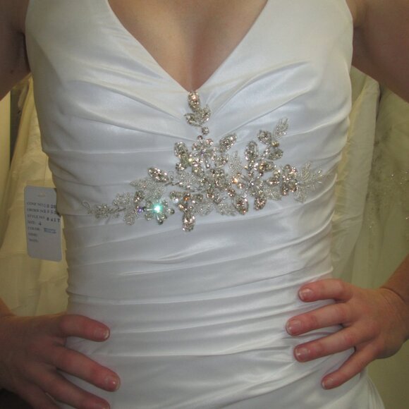 Mermaid Racerback White Wedding Dress, Queen Anne Collar Fitted Sexy Fit & Flare - Picture 2 of 11